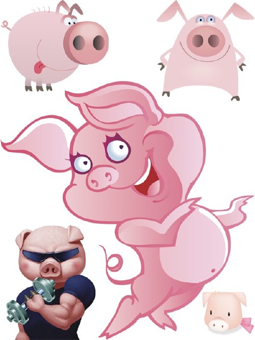 Рисованные свиньи и поросята