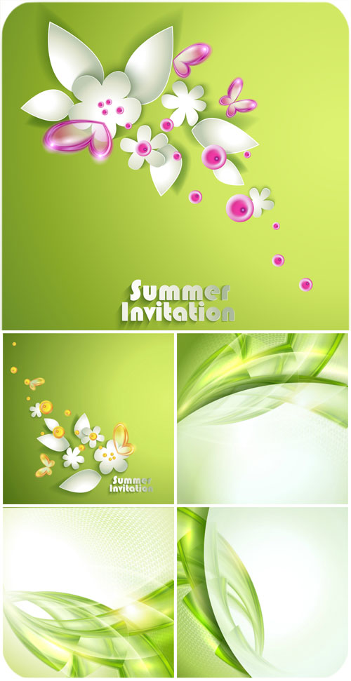        / Summer vector background with flowers and abstraction