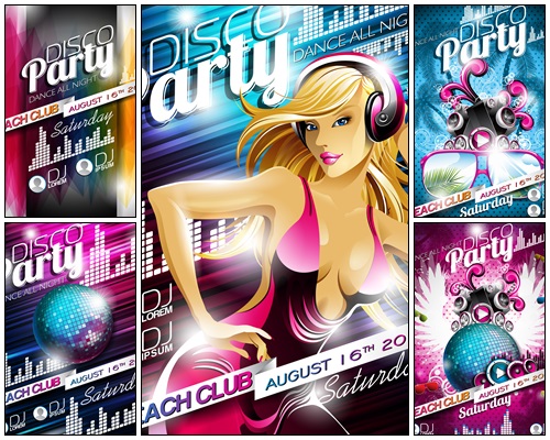 Disco Party Flyer Design - vector stock