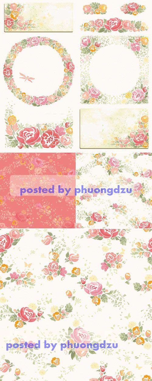 Floral Cards & Patterns Vector 3