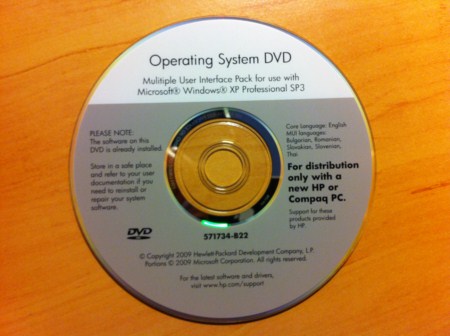 HP Operating System DVD Windows XP Professional sp3 MUI 571734-B22