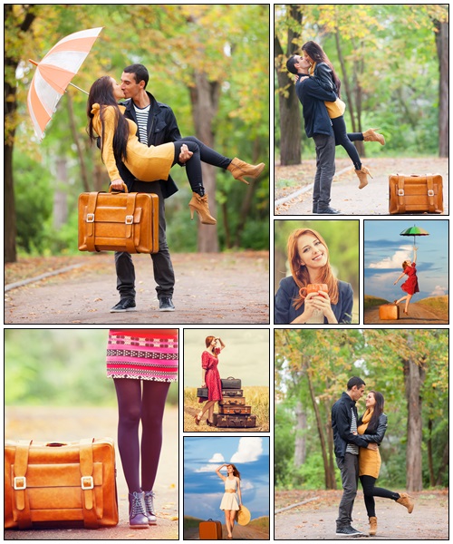 Couple with suitcase - Stock Photo