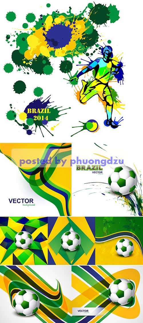 Stock: Beautiful Brazil flag concept grunge wave card Soccer background 3