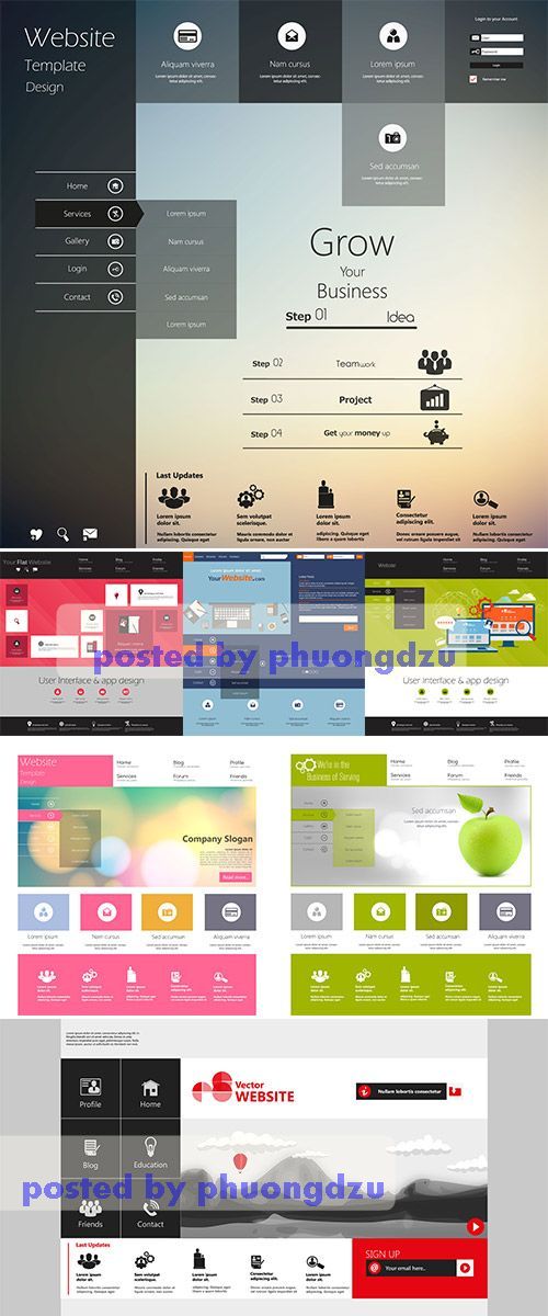 Stock: Flat design modern vector illustration concept of website