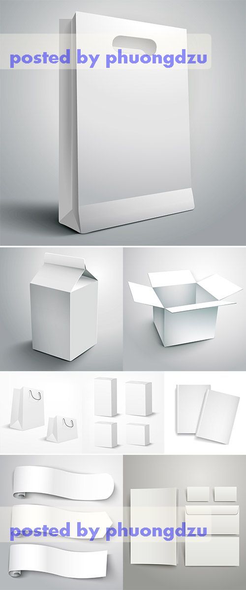 Stock: Blank envelopes business card and folder, packing box 3
