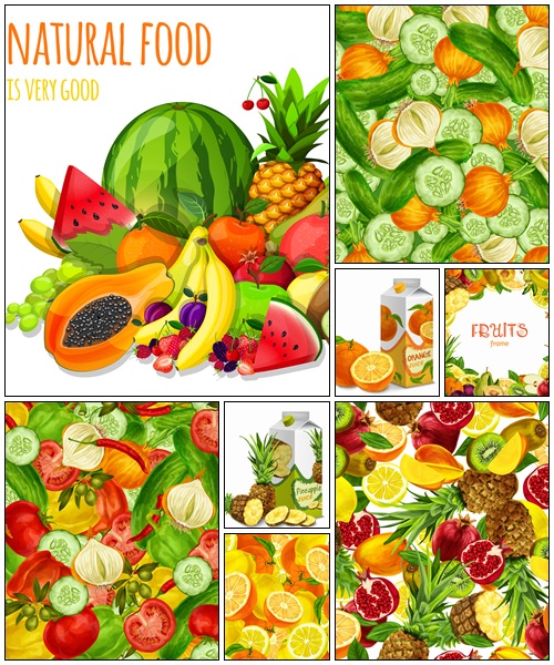 Fruit and vegetables vector backgrounds - vector stock