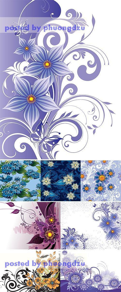 Stock: Floral background, seamless pattern - abstract flowers 2