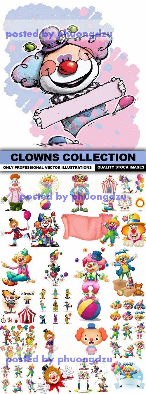 Clowns vector colection part 1