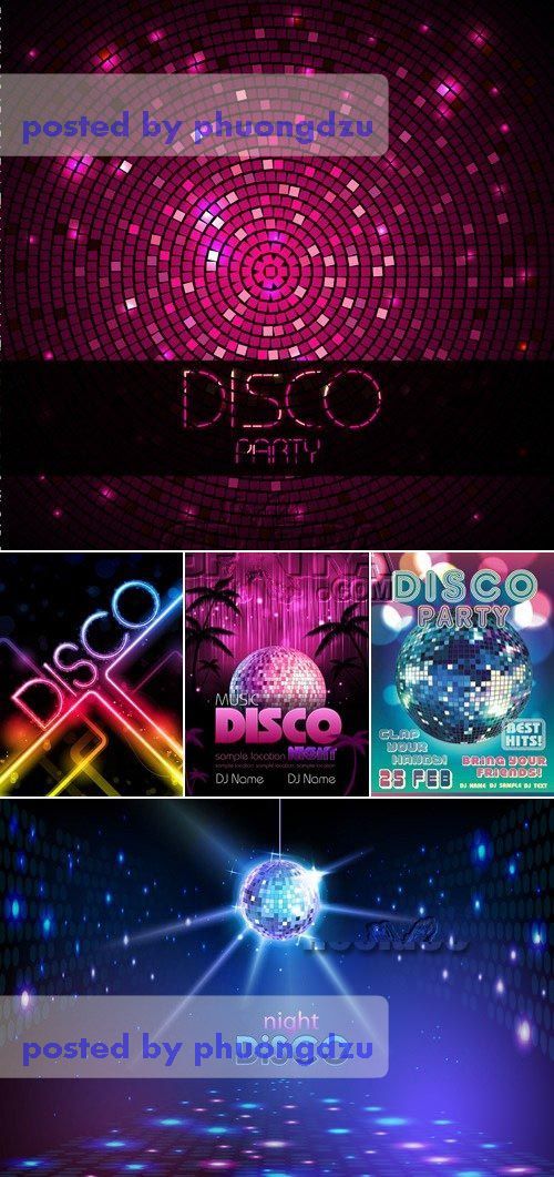 Disco Music Party Flyers Vector