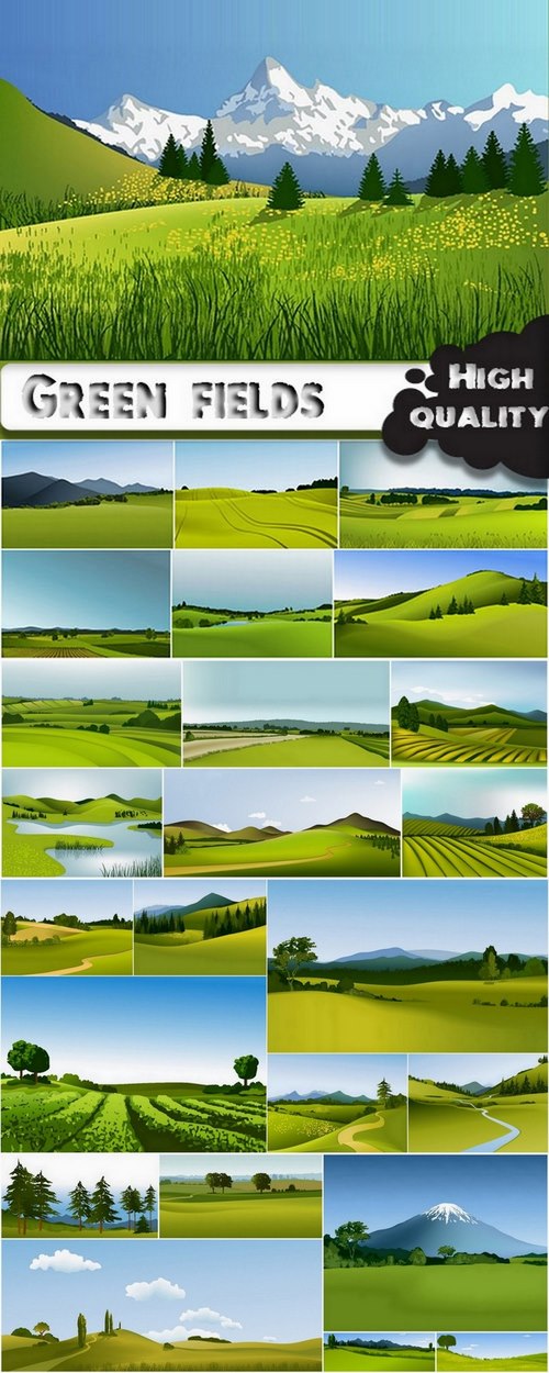 Green fields and rural landscapes in vector from stock - 25 Eps