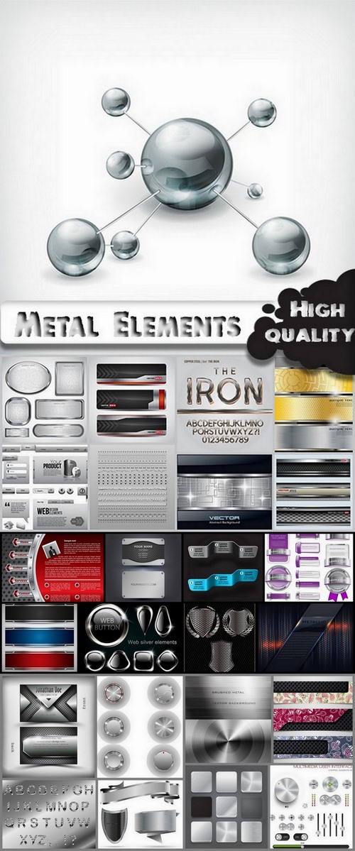 Metal Design Elements in vector from stock - 25 Eps