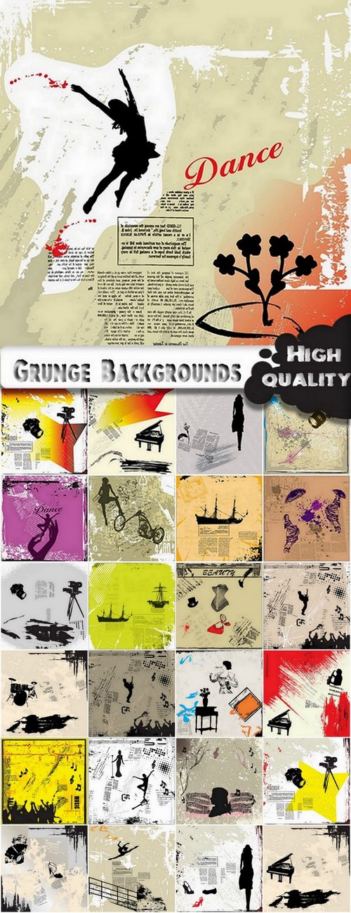 Grunge Backgrounds with different silhouette in vector from stock - 25 Eps