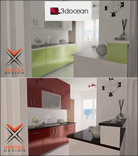 3docean : Kitchen Design Ready for Rendering